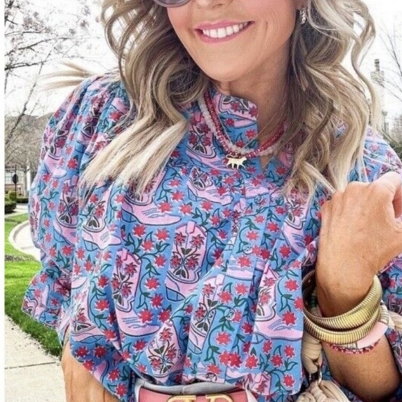 Printfresh Rhinestone Cowgirl - Birdie Blouse - Blue Jean - S - Picture 3 of 3